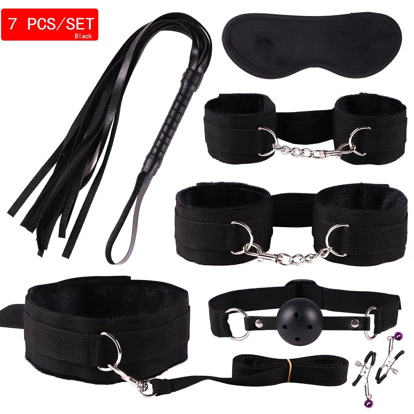 11PCS Set Leather Sex Toys for Adult Game Erotic BDSM Sex Kits Bondage Handcuffs Sex Game Whip Gag SM Bdsm Toys Nipple Clamps