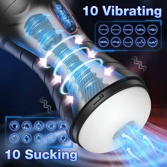 Sucking Male Masturbator Sex Toys - Bszone Upgraded Male Sex Toy Automatic Male Masturbators Cup with 10 Vibration & Suction Modes Adult Toys. Men's Penis Pump Stroker Pocket Pussy with 3D Textured
