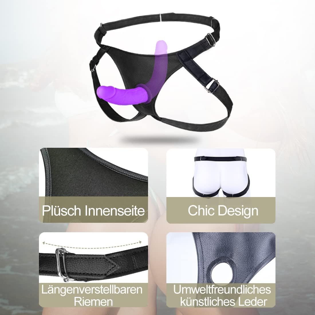 Harness Strap on Silicone Dildo Adult Sex Toy G spot Stimulator Detachable Double Dildos Vagina Massager Female Masturbator for Women Lesbian and Couples