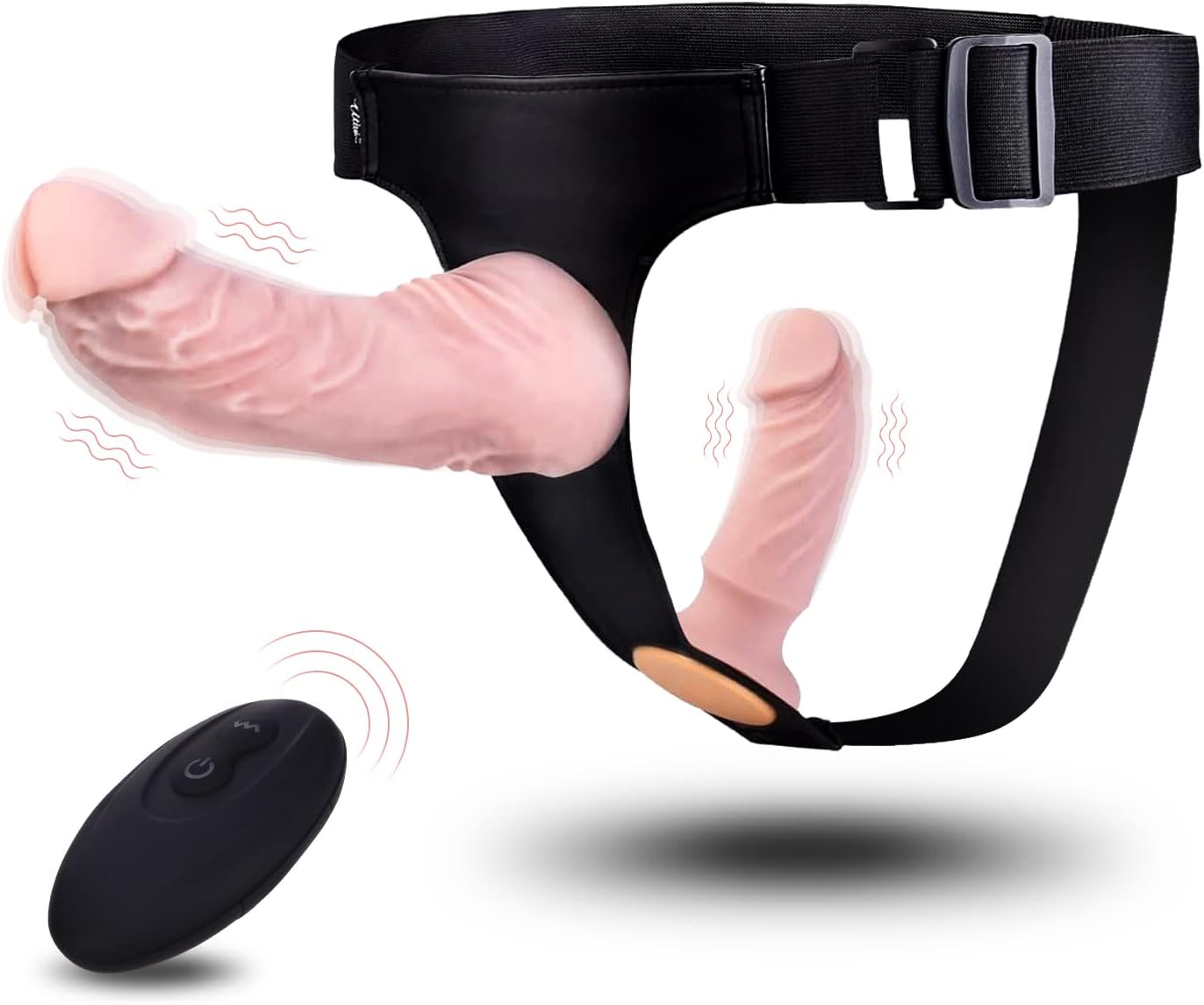 Harness Strap-On Vibration Realistic Dildos with 10 Strong Modes 2 Dildos Silicone Anal G-spot Stimulation Adjustable Strapless Sex Toys for Female Couple Lesbian | Remote Control