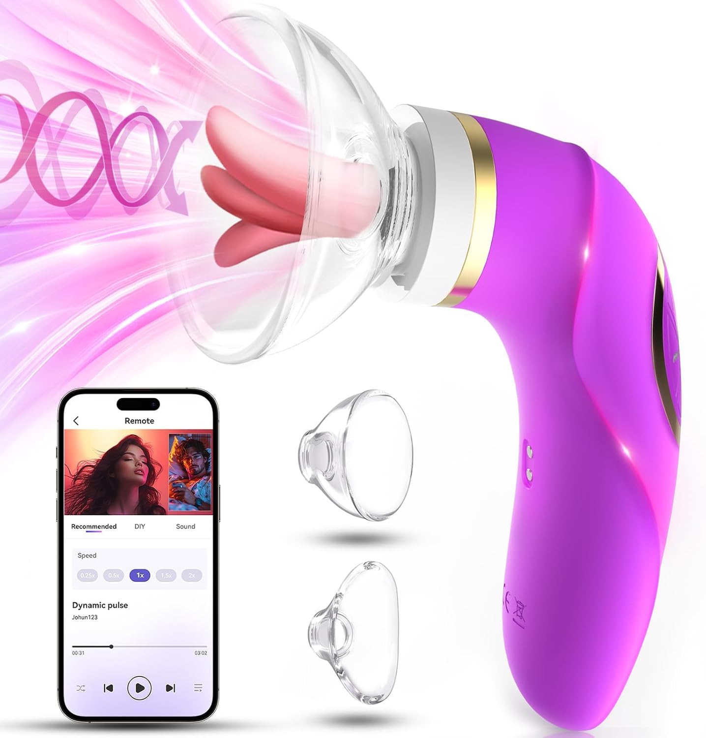 Sucking Vibrator Women's Sex Toys - Upgraded App Adult Toys. 5 Tongue Licking Vibrators. 8 Auto & 1 Manual Suction Sex Toy. Nipple Anal Clitoral G-Spot Vibrator Stimulator for Female Couples Sex Toys