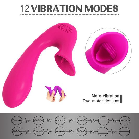 Abhoth Tongue Lick Vibrator for Women, 12-Speed AV Electric Massager, G-Spot Female Vibrator, Sex Machine, Sexy Toys for Adults 18+