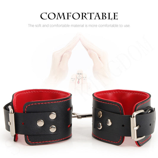 Adjustable Leather Handcuffs and Shackles BDSM Bondage Restraints Femdom Fun Adult Sex Bondage Sex Toys for Women and Couples