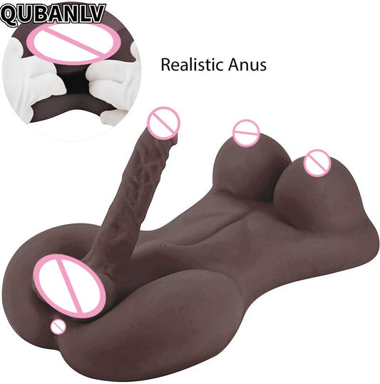 Adult Sex Toys Tight Anus Silicone Black Mannequin Torso Long Penis Half Woman Male Model Big Penis With 18+ XXX