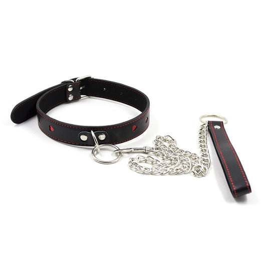 BDSM Adjustable PU Leather Chain Collar with Leash Sex Bondage Fetishes Necklace Adult Game for Woman Neck Ring Sex Toys
