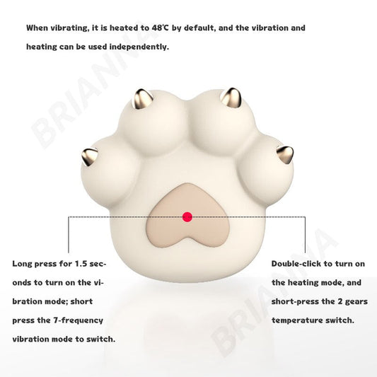 Cat Paw Vibrator, Cute Soft Silicone Cartoon Cat Paw Clitoral Stimulator Vibrator, Heating & Rechargeable for Female Massage
