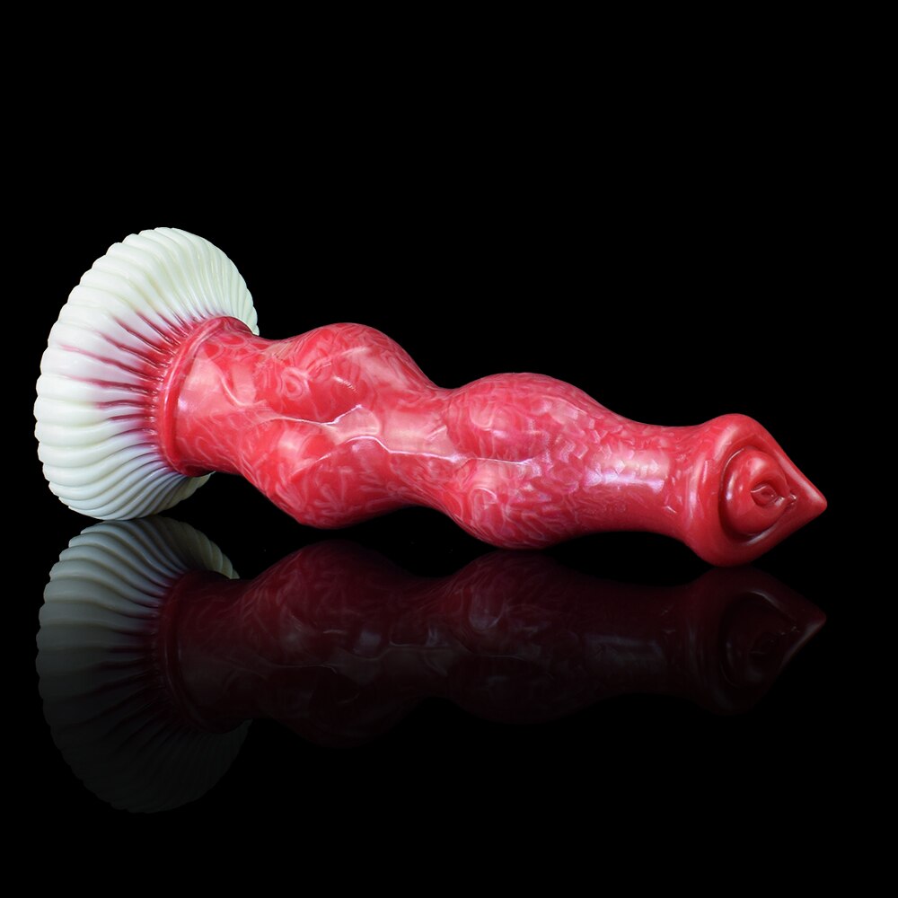 Large Red Sucker Silicone Beaded Knot Dog Dildo Sex Toy for Women Men Unisex Erotic Product Butt Plug