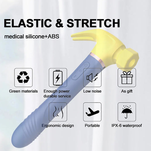 Hammer Vibrator Multifunctional Sex Machine G-Spot Stimulation Telescopic Dildo Vaginal Massage Clit Sucking Female Masturbator