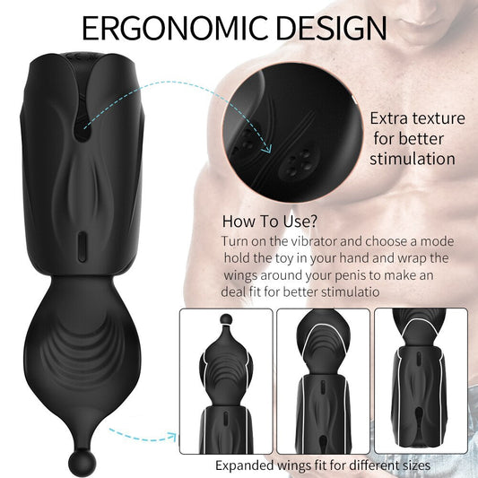 Male masturbator penis delay trainer electric pulse vibrator automatic oral climax glans massage vagina toy