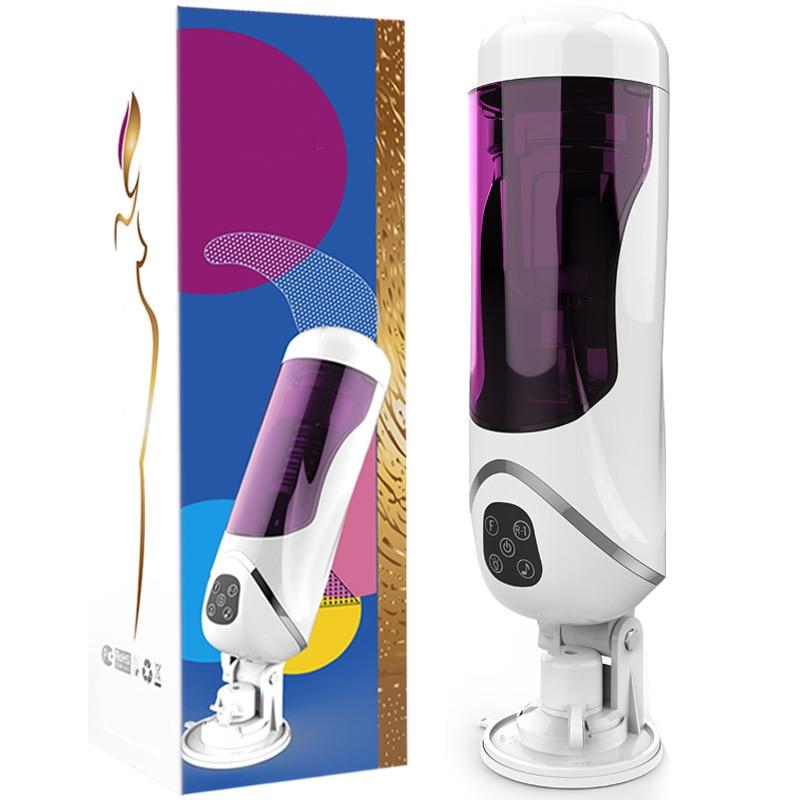 Men Vibrator Masturbator Cup Dick Telescopic Insertion Rotation Penis Suction 10 Speeds Electric Adult Sex Toy for Man Sex Shops