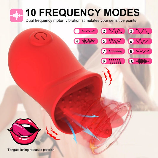 Rose Clitoris Stimulation Vibrator for Women, G-Spot Vibration, Tongue Licking, Oral Vagina Nipple Massager, Female Masturbator