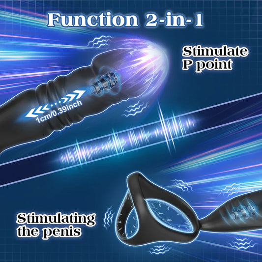 Male Thrusting Prostate Massager Butt Plug for Men, APP Control Telescopic Anal Plug Prostate Vibrator, for Gay Sex Toy for Men