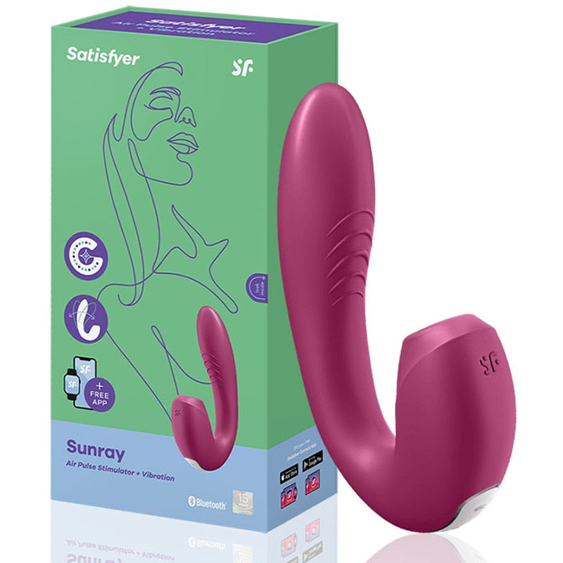 Satisfyer Sunray App-controlled Vibrator for women. 2-in-1 U-shaped vibrator with 18 vibration modes.