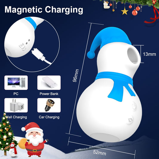 Snowman Clit Sucker Vibrator: Sex Toy for Women, 18+ Christmas Nipple Female Clitoris Vacuum Stimulator, Oral Sex