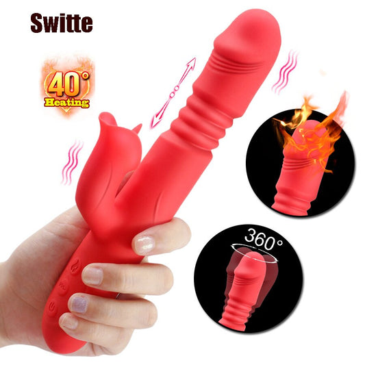 Hot Rotating Vibrator, Telescopic G-Spot Dildo Vibrator, Anal Clit Stimulator, Female Masturbation Sex Toy for Women