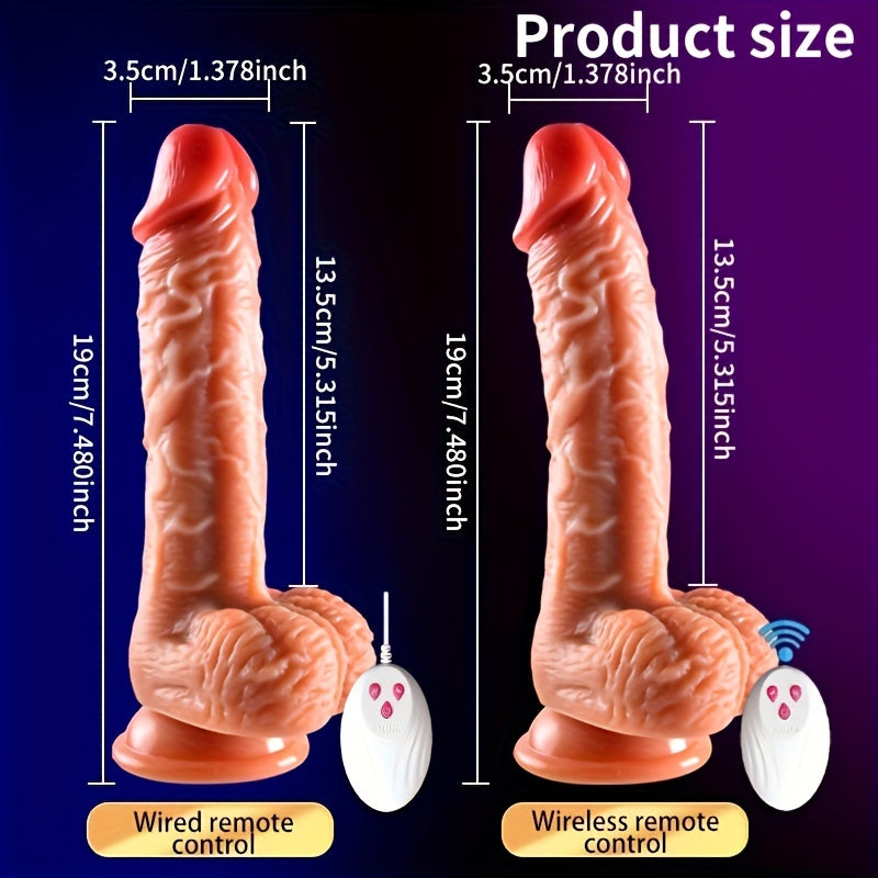 Thrusting Dildo Vibrator for Women. 3-in-1 Realistic Vibrating Dildo with 3 Insertion and 6 Vibration Modes. Remote Control Sex Toy for Female Sexual Pleasure. Adult Toys for Adult Females