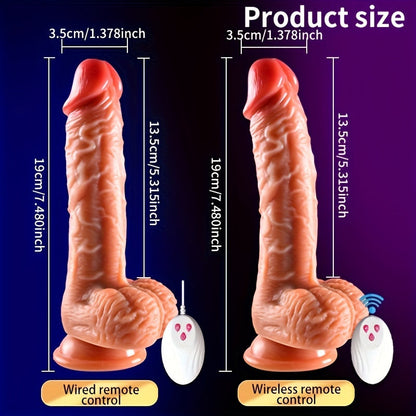 Thrusting Dildo Vibrator for Women. 3-in-1 Realistic Vibrating Dildo with 3 Insertion and 6 Vibration Modes. Remote Control Sex Toy for Female Sexual Pleasure. Adult Toys for Adult Females