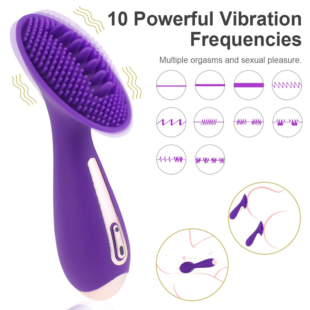 10 โหมด Dildo ลิ้น Vibrator หัวนมนวด Clitoris กระตุ้นช่องคลอดกระชับหี Masturbator ผู้ใหญ่ของเล่นสำหรับผู้หญิง