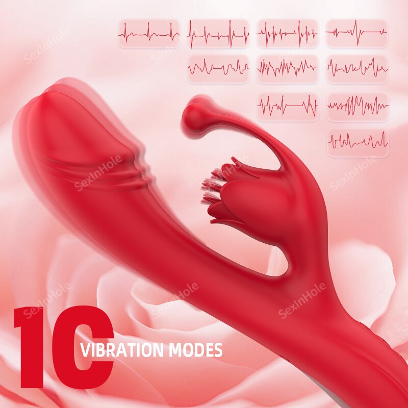 10โหมด G-Spot Rose สำหรับผู้หญิง Dildo Clitoris ลิ้นเซ็กซ์ทอยหญิงสินค้า Stimulator สั่นไข่ผู้ใหญ่ของเล่นผู้หญิง18