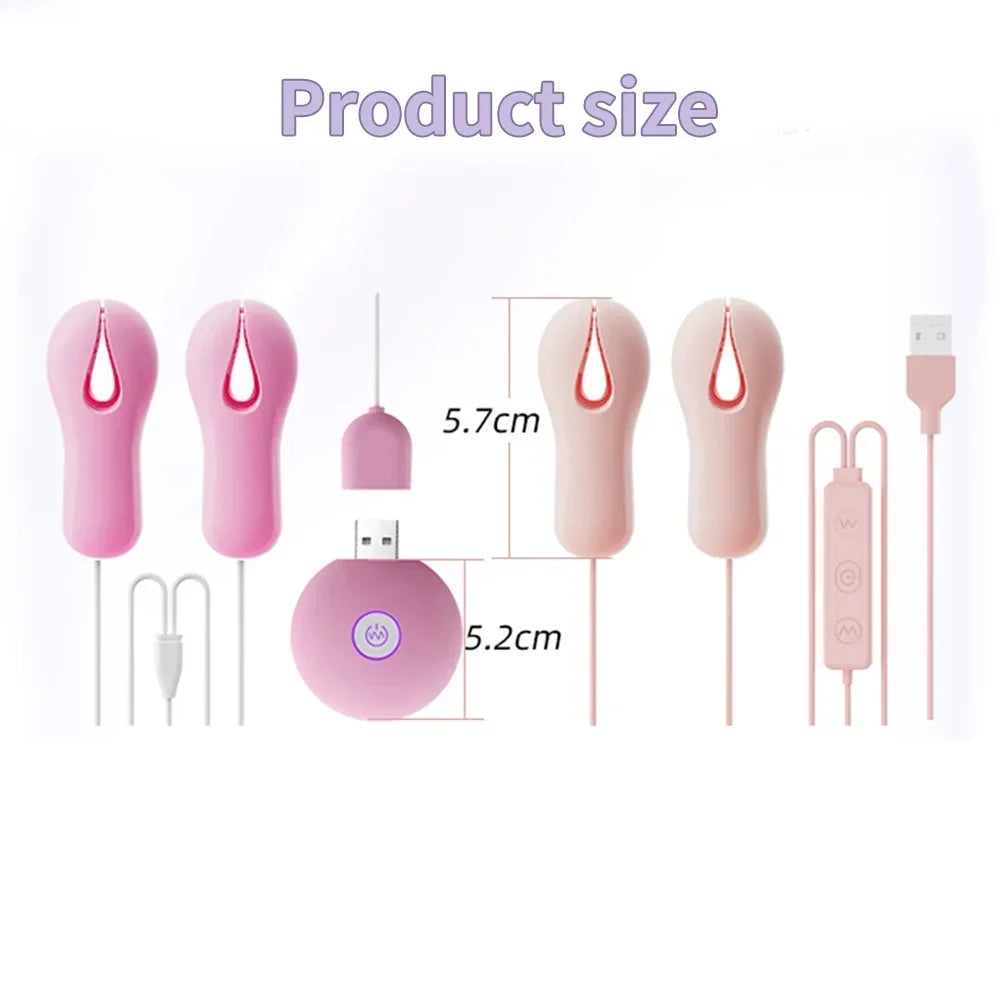 10 Modes Electric Nipple Clamp Breast Massager Vibrator Enhancer Bondage Adult Stimulator Sex Toys for Women and Couples