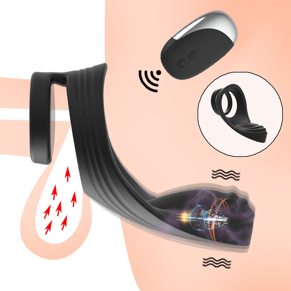 10โหมดอวัยวะเพศชายแหวน Vibrators รีโมทคอนโทรลคู่แหวนนวด Clitoris Perineum กระตุ้น Penisring เพศของเล่นสำหรับผู้ชาย