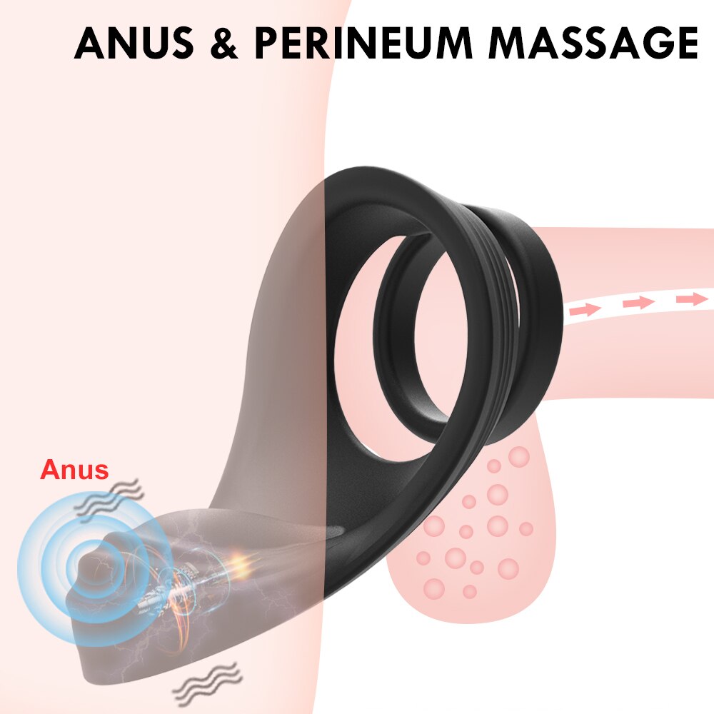 10โหมดอวัยวะเพศชายแหวน Vibrators รีโมทคอนโทรลคู่แหวนนวด Clitoris Perineum กระตุ้น Penisring เพศของเล่นสำหรับผู้ชาย