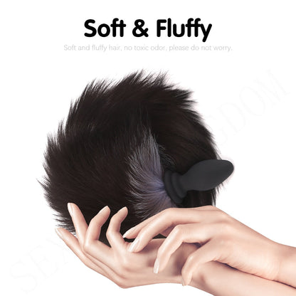 10-frequency Remote Control Anal Plug Vibrator with Fox Tail Silicone Butt Plug Adult Game Prostate Massager Sex Toy for Couples