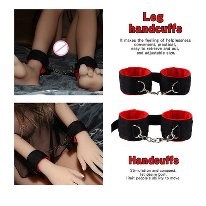 11PCS Set Leather Sex Toys for Adult Game Erotic BDSM Sex Kits Bondage Handcuffs Sex Game Whip Gag SM Bdsm Toys Nipple Clamps