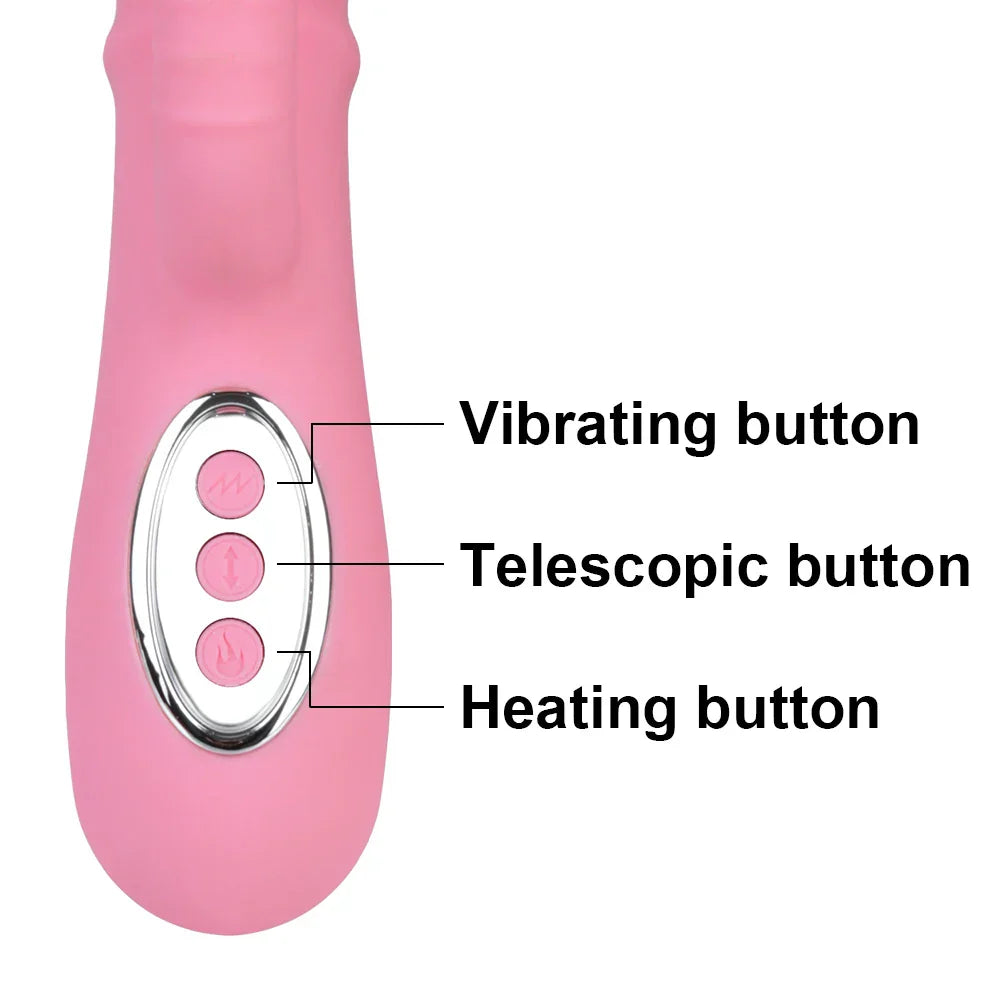 12 Vibration 5 Telescopic Modes Vagina G Spot Massager Heated Dildo Tongue Licking Vibrator Clitoris Stimulator