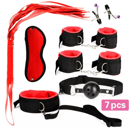 13pcs/set SM Bondage Restraint G Spot Vibrators Adult Game Props  Women Sex Toy Noylon Handcuffs Clit Stimulator Adult Sex Shop