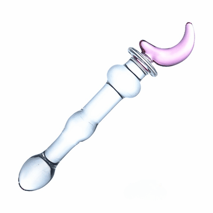 Sophisticated Elegant Pink Heart-Embellished Glass Stirring Rod - Female Sex Toys Anal Toys