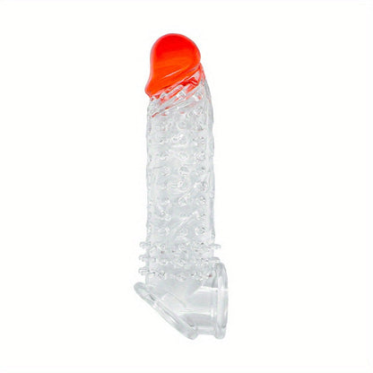 Ultra-Realistic Textured Penis Sleeve With Extender & Testicle Ring - Reusable. Enhances Size & Girth. Ideal For Couples