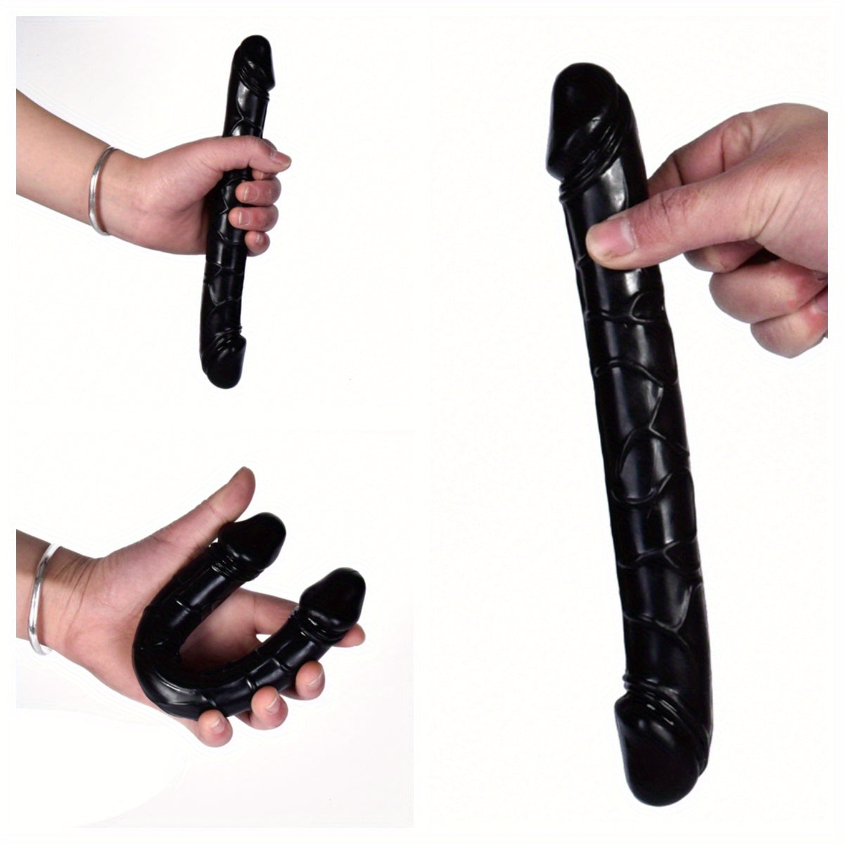 Double-Headed Dragon Phallus Simulation: Black TPE Dildo. 9.25 inches. Suitable for Hand Washing - New Age Adult Sex Toys