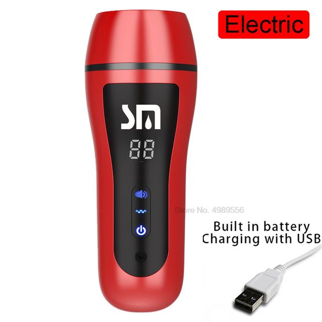18+ Male Masturbator Penis Pump Vibrator Adult Endurance Exercise Artificial Vagina 10-Speed Penis Delay Trainer Sex Toys For Men