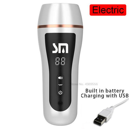 18+ Male Masturbator Penis Pump Vibrator Adult Endurance Exercise Artificial Vagina 10-Speed Penis Delay Trainer Sex Toys For Men