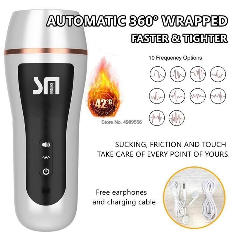 18+ Male Masturbator Penis Pump Vibrator Adult Endurance Exercise Artificial Vagina 10-Speed Penis Delay Trainer Sex Toys For Men