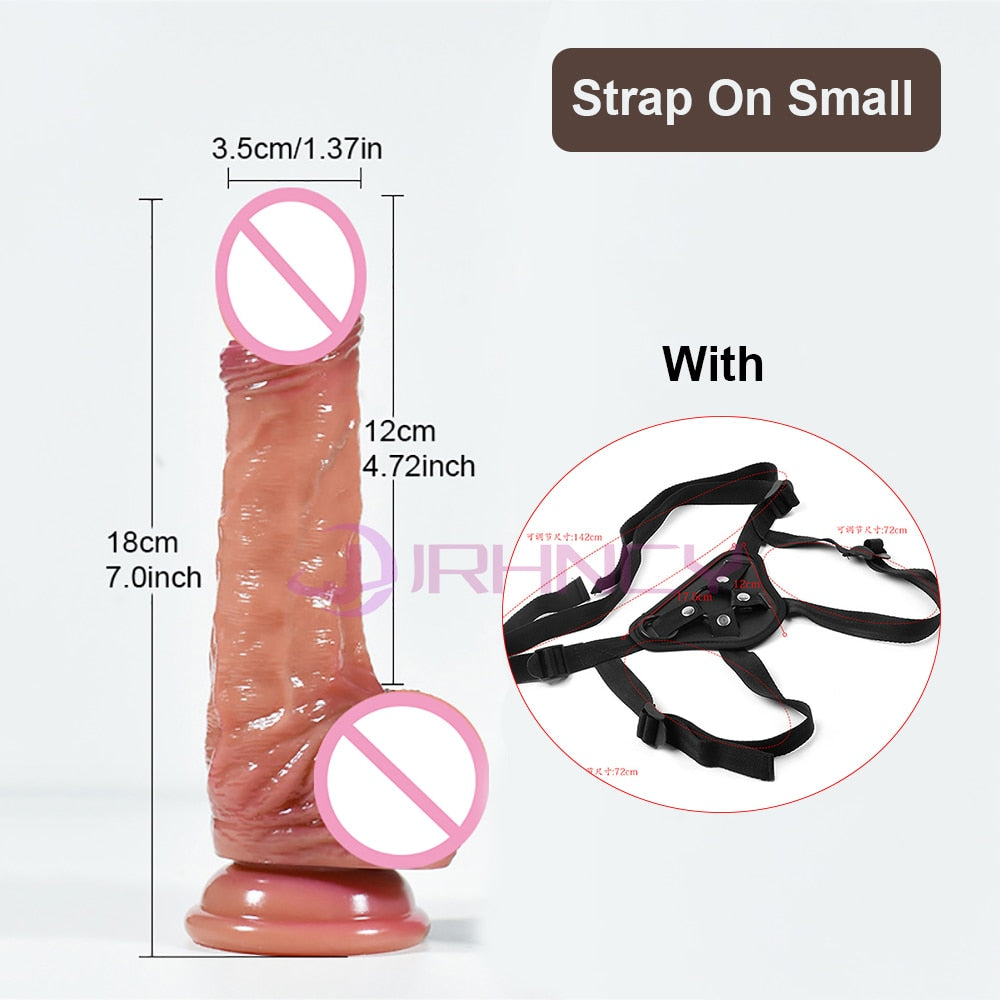 Realistic Dildo 18+ Sex Toy for Women Small Penis Strap-on Dildo Lesbian Adult Sex Game No Vibrator Dildos Sexshop
