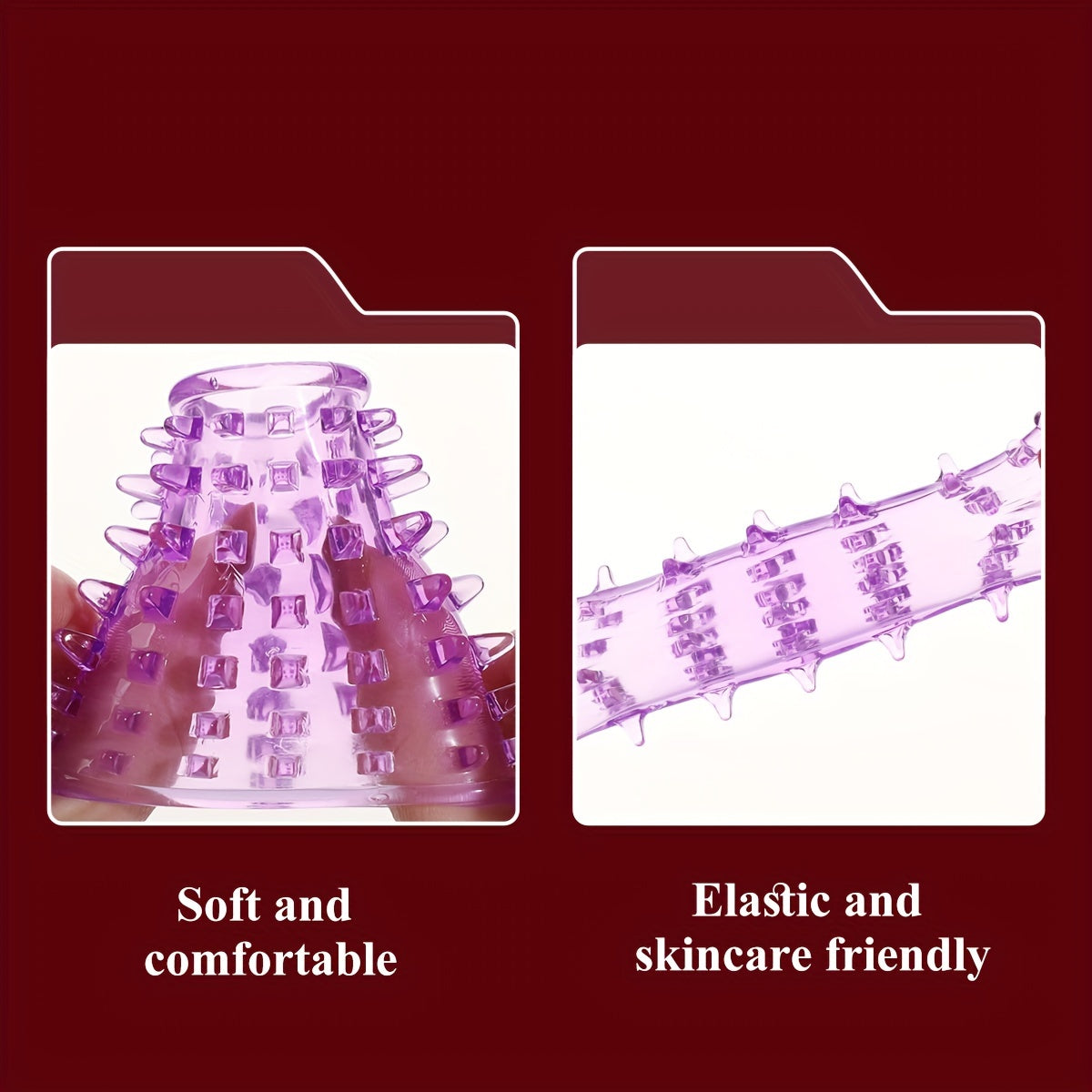 2.72-inch Purple Penis Sleeve. Waterproof and Skin-friendly TPE Material. Prickly Texture Design. Physical Sensitivity Reduction. Enhances Erection. Delay Ejaculation Lasting Ring. Sex Toys for Men or Couples.