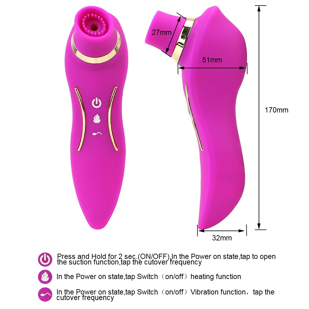 2 In 1 Heating Nipple Sucker Vibrator Dildo Vagina Stimulation Vibrating Strong Suction Dual Head Clitoris Sex Toys for Woman