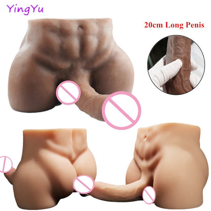 20cm long sexy penis prostate sex toy strong muscle butt silicone doll women's masturbator