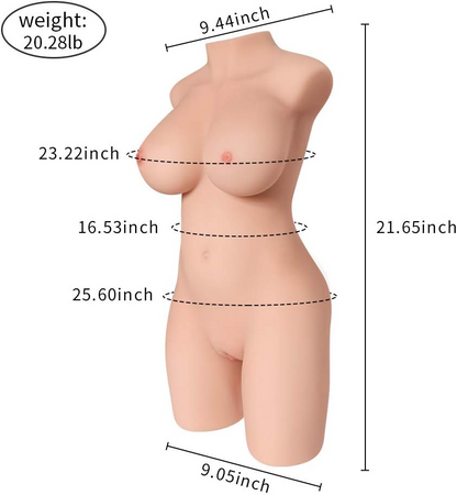 9Kg Sex Doll Male Masturbator with 3-in-1 Soft Big Breast Tight Pussy & Ass Sex. Adult Torso Sex Toy Dolls for Men Orgasm. Realistic Convenient Fleshy Masturbation Size.