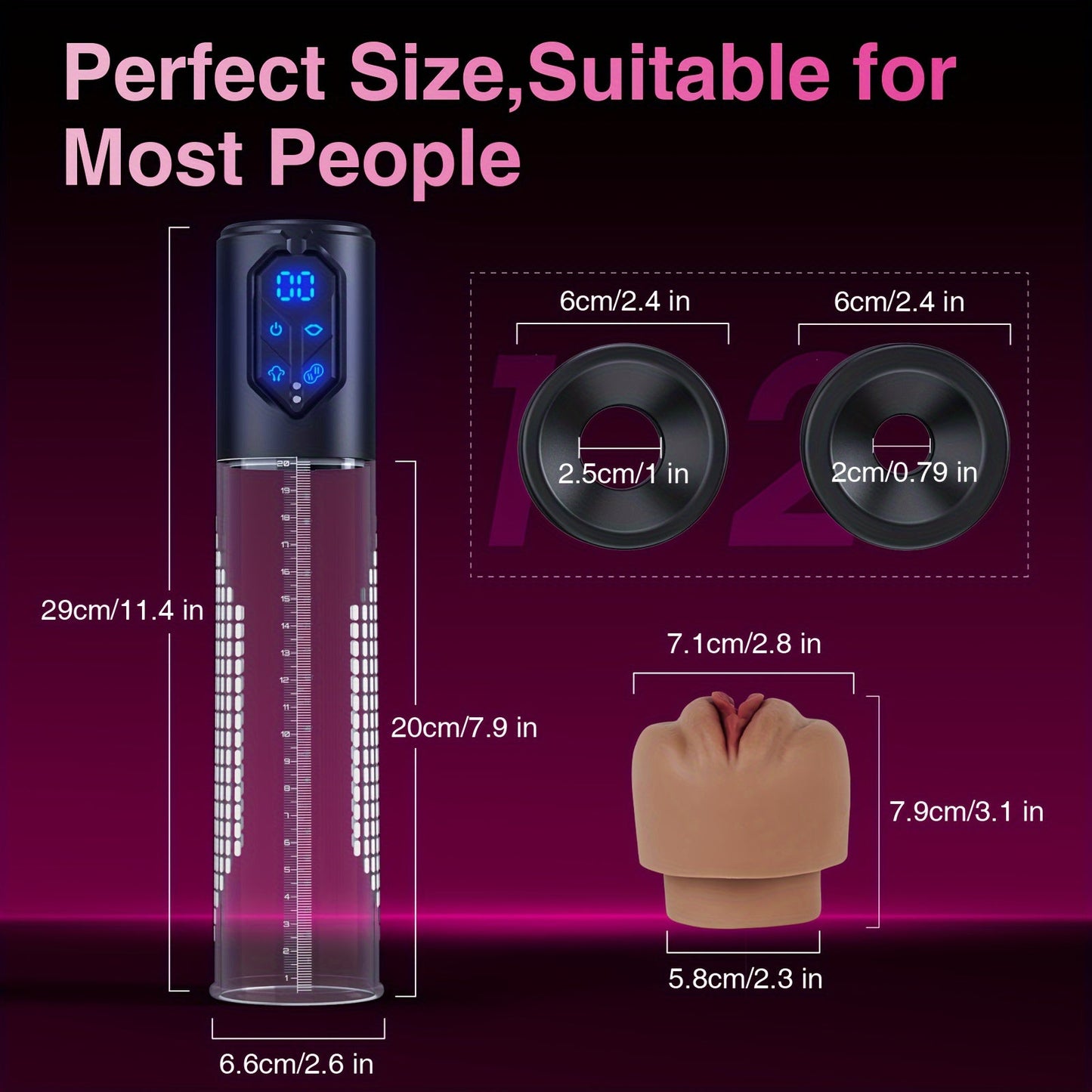 Automatic Penis Pump Sex Toys - Electric Male Masturbator Vacuum Pump With 3 Suction & 4 Erection Intensities. Pump Penis With 2 Vagina Sleeves For Adult Men