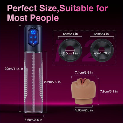 Automatic Penis Pump Sex Toys - Electric Male Masturbator Vacuum Pump With 3 Suction & 4 Erection Intensities. Pump Penis With 2 Vagina Sleeves For Adult Men