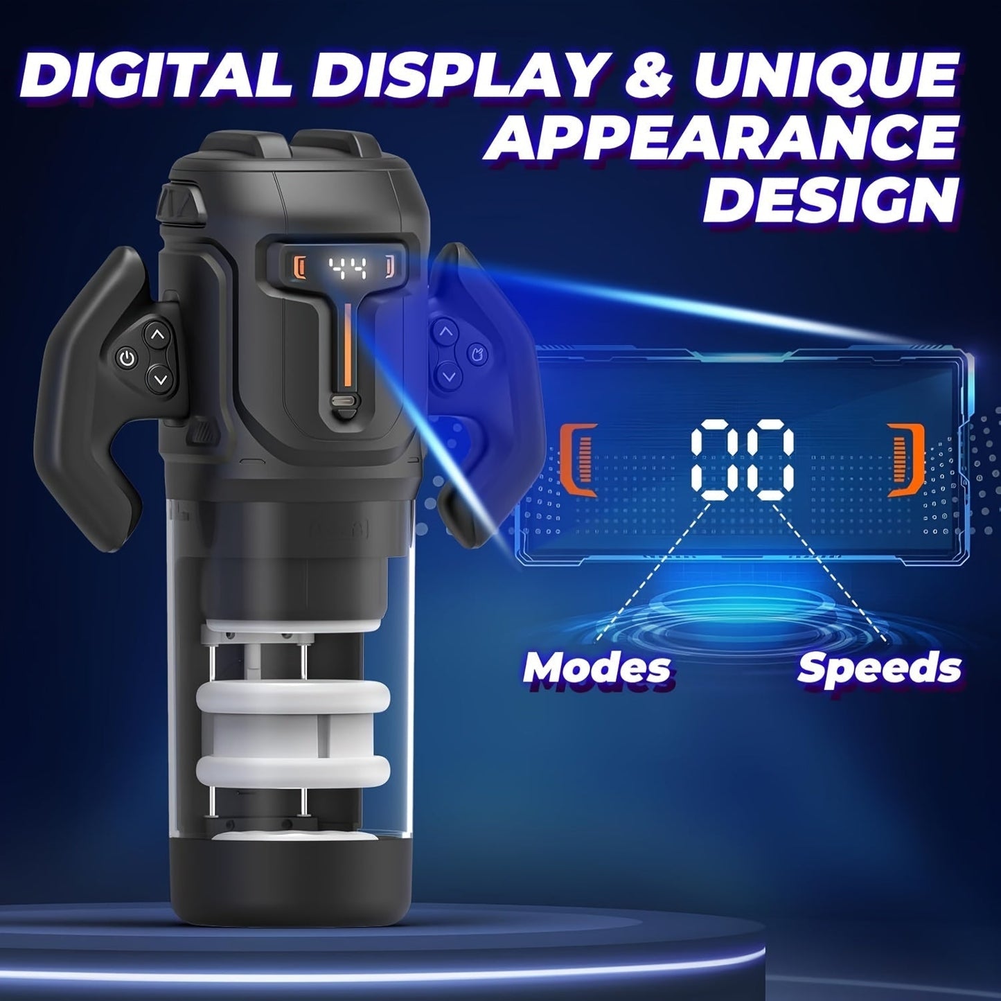 Automatic Male Masturbator Sex Toy. Unique Male Sex Toy With 4 Thrusting & Rotating Modes For 4 Speeds. Male Stroker With Handles & Digital Display & One-Click Burst For Men. Sergeant Major
