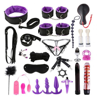 26Pcs Sexy Lace-up Briefs Bondage Handcuffs Blindfold Couple Sex Toys Tool Kit BDSM Bondage Set Flirting Toys for Couple Slave