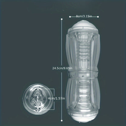 Mesterstar Dual Open Ended 360° Rotating Male Masturbators Stroker Sleeve. Pocket Pussy Sex Toys for Adults with 3D Crystal Realistic Textured Vagina Male Masturbators Cup