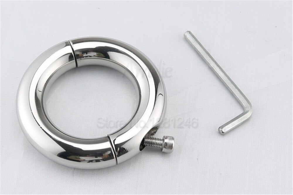28-50mm Stainless Steel Penis Ring Scrotum Pendant Ball Stretcher Penis Enhancer Restraint Metal Cock Ring Sex Aid Toys for Men