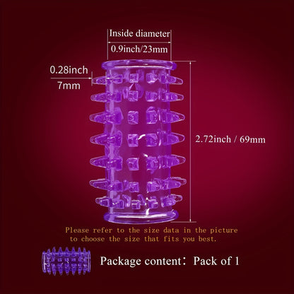 2.72-inch Purple Penis Sleeve. Waterproof and Skin-friendly TPE Material. Prickly Texture Design. Physical Sensitivity Reduction. Enhances Erection. Delay Ejaculation Lasting Ring. Sex Toys for Men or Couples.