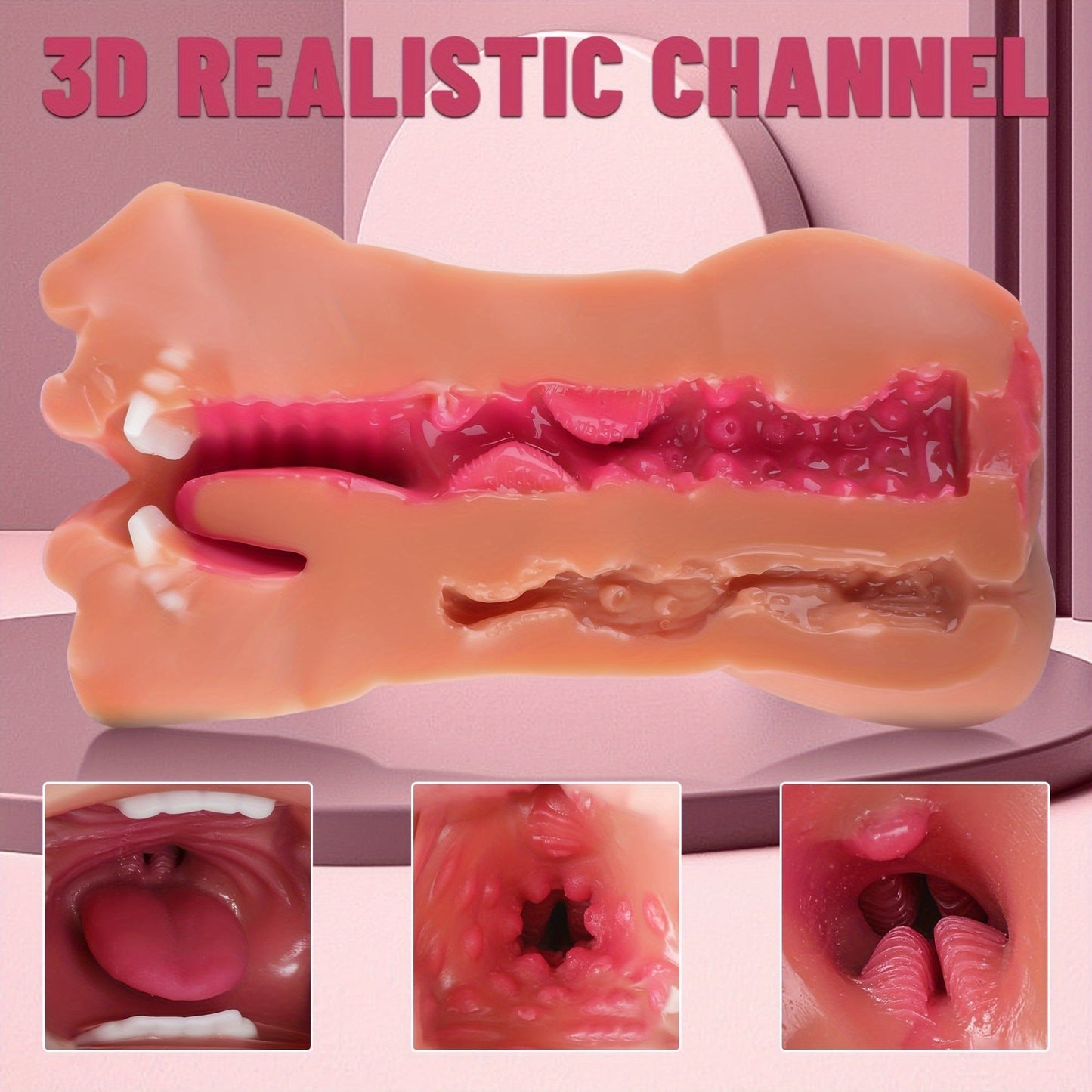 3-in-1 Realistic Male Masturbator - Oral, Vaginal & Anal Pocket Pussy Sex Toy for Men with 3D Textured Channels, Ultra-Soft TPE Material, Waterproof Adult Pleasure Accessory