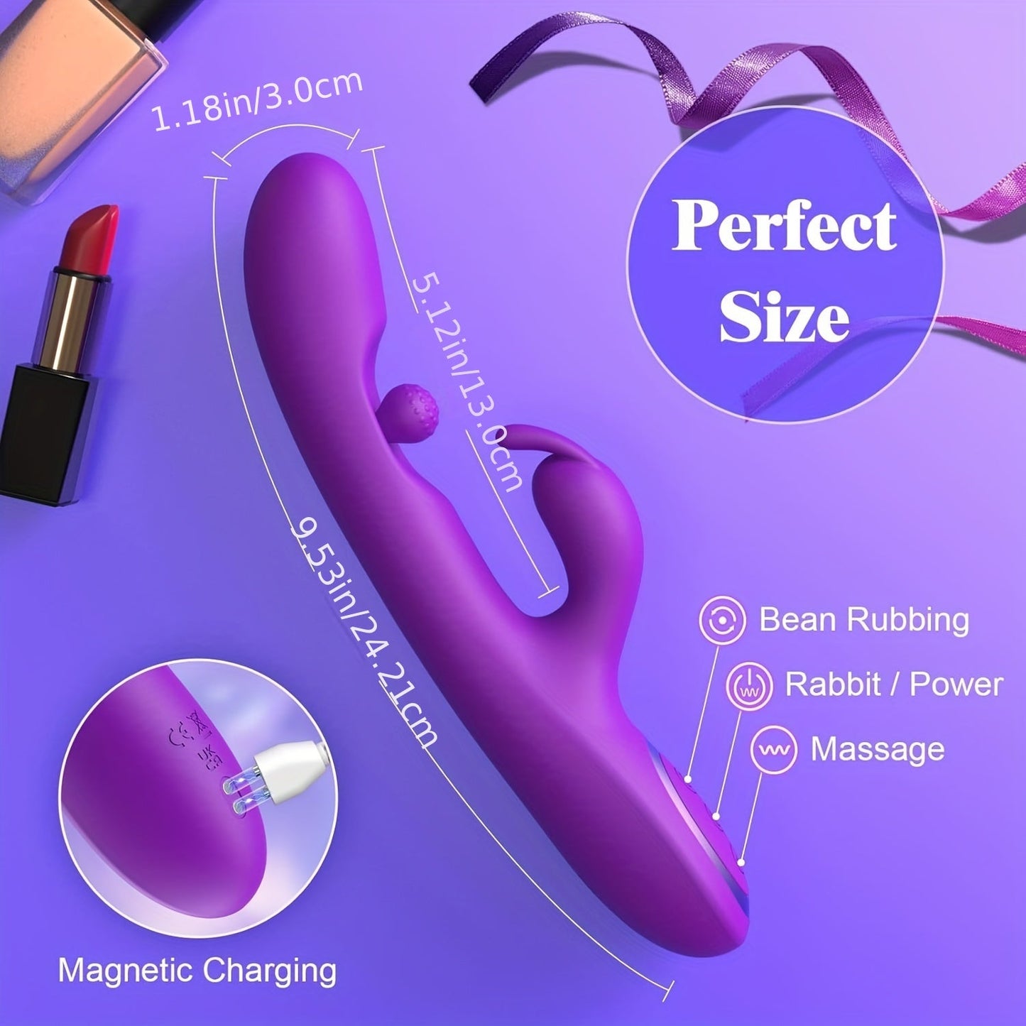 G Spot Vibrator Sex Toys - 3 In 1 Adult Sex Toys With 10 Rubbing & 7 Vibrating & 7 Massaging. Clitoral Stimulator Dildo Rabbit Vibrators Women Sex Toy For Female And Couples Pleasure. Violet